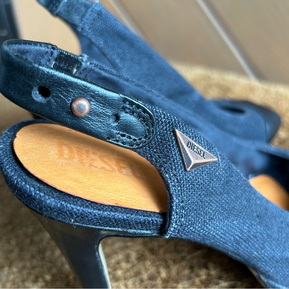 Diesel Women's Black canvas and leather heels sz 39 - Picture 5 of 9